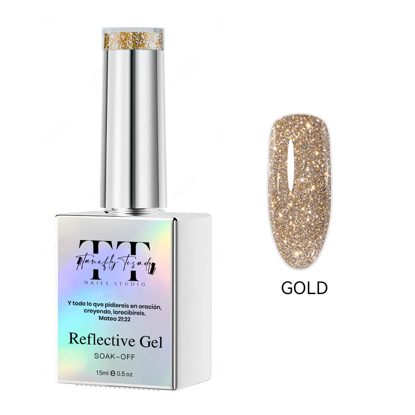 Reflective Gel Gold Brillo extremo bajo el flash