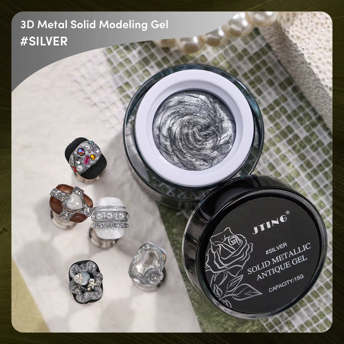 Solid Metallic Antique Gel Silver 15g